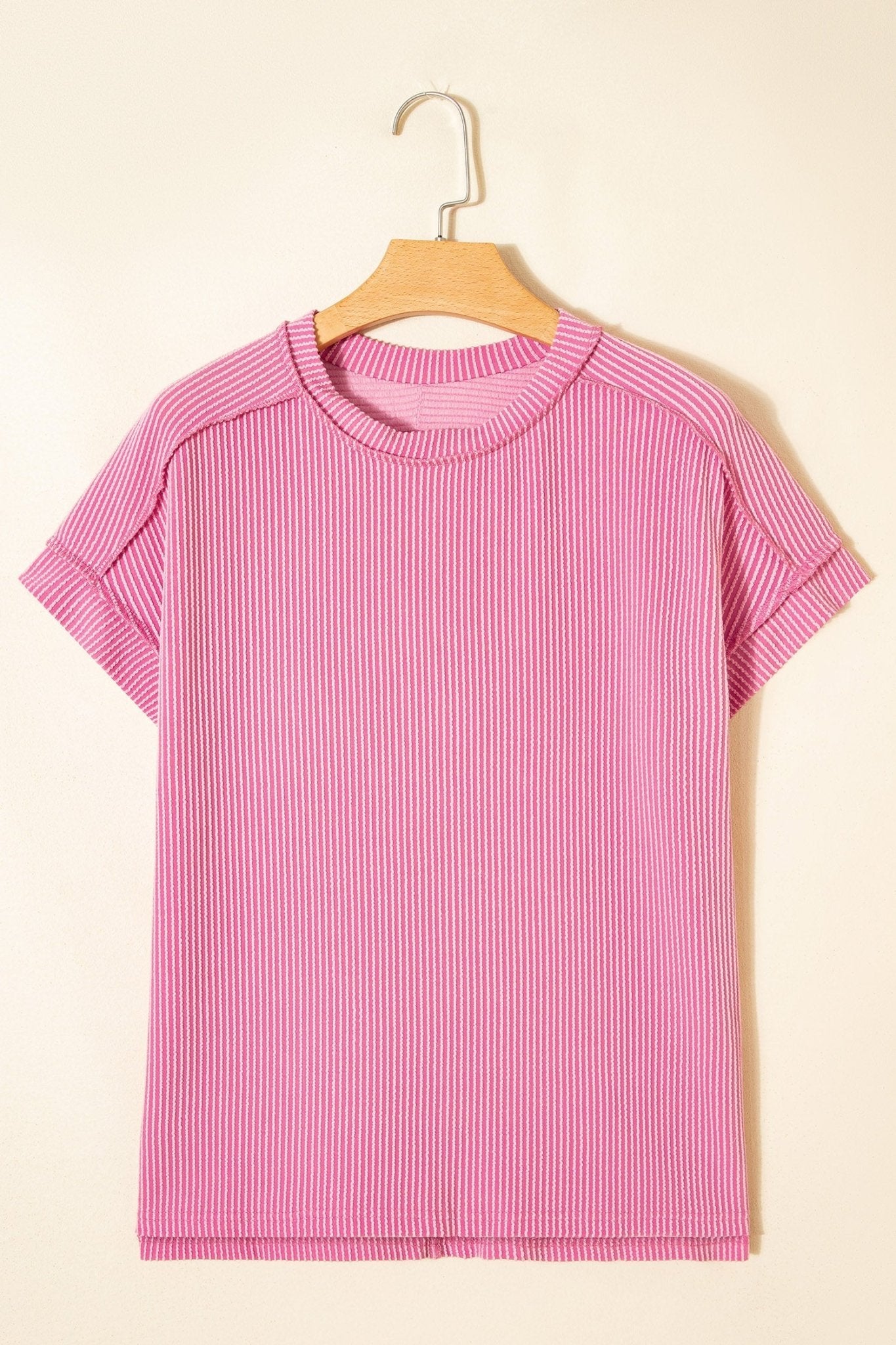 Exposed Stitching Textured Knit T-shirt - Rooted & Reckless Co.