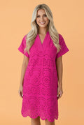 Eyelet Embroidered Crew Neck T-Shirt Mini Dress - Rooted & Reckless Co.