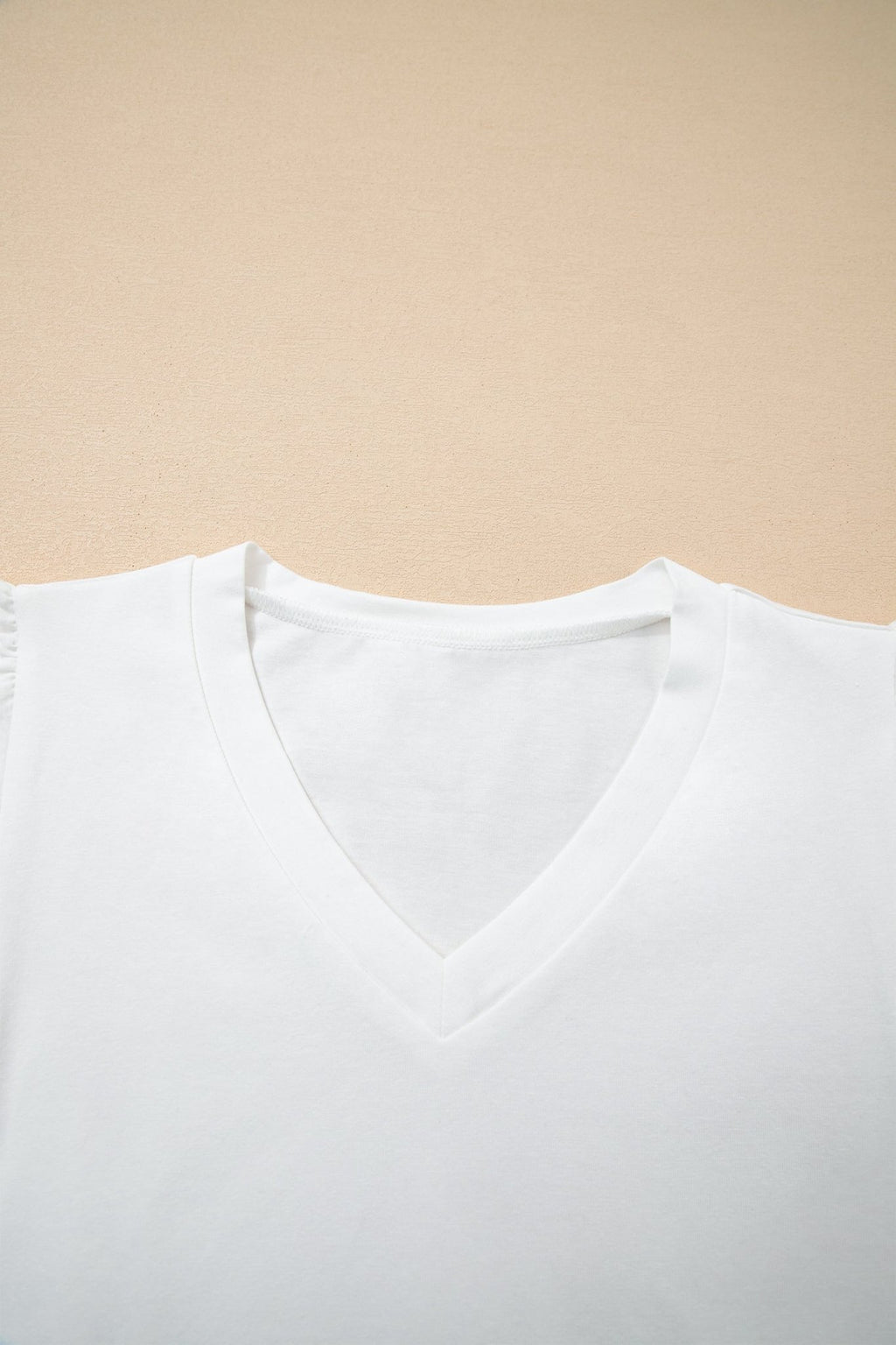 Eyelet Embroidered Flutter Sleeve Patchwork V-Neck Tee - Rooted & Reckless Co.