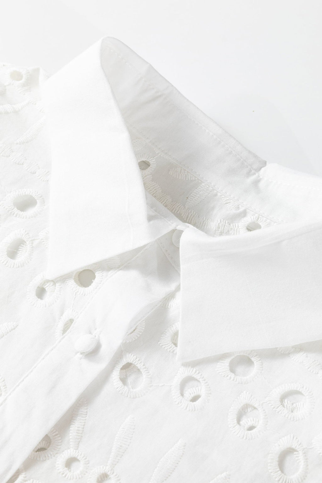 Eyelet Embroidered Puff Sleeve Cropped Shirt - Rooted & Reckless Co.