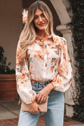 Floral Puff Sleeve Collared Shirt