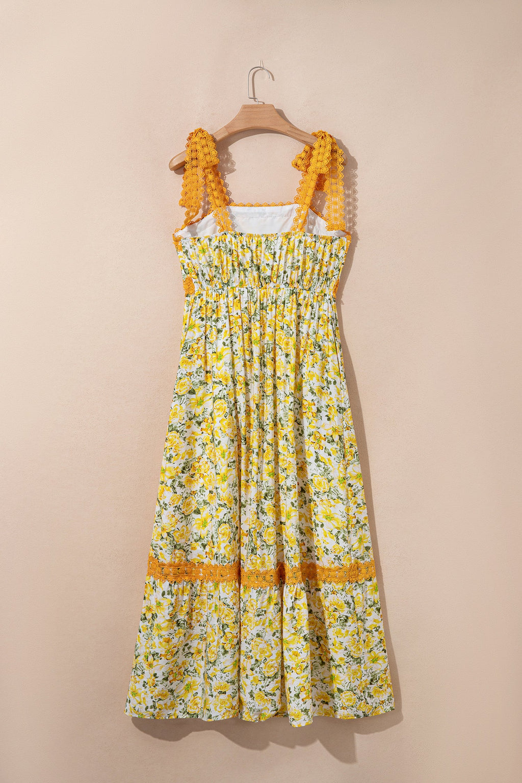 Floral Lace Tied-Strap Empire Waist Maxi Dress