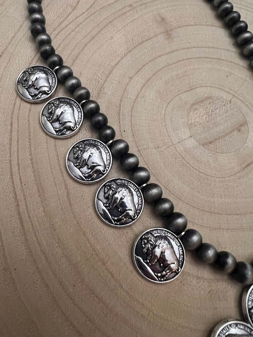 Faux Buffalo Coin Squash Blossom & Earring Set - Rooted & Reckless Co.