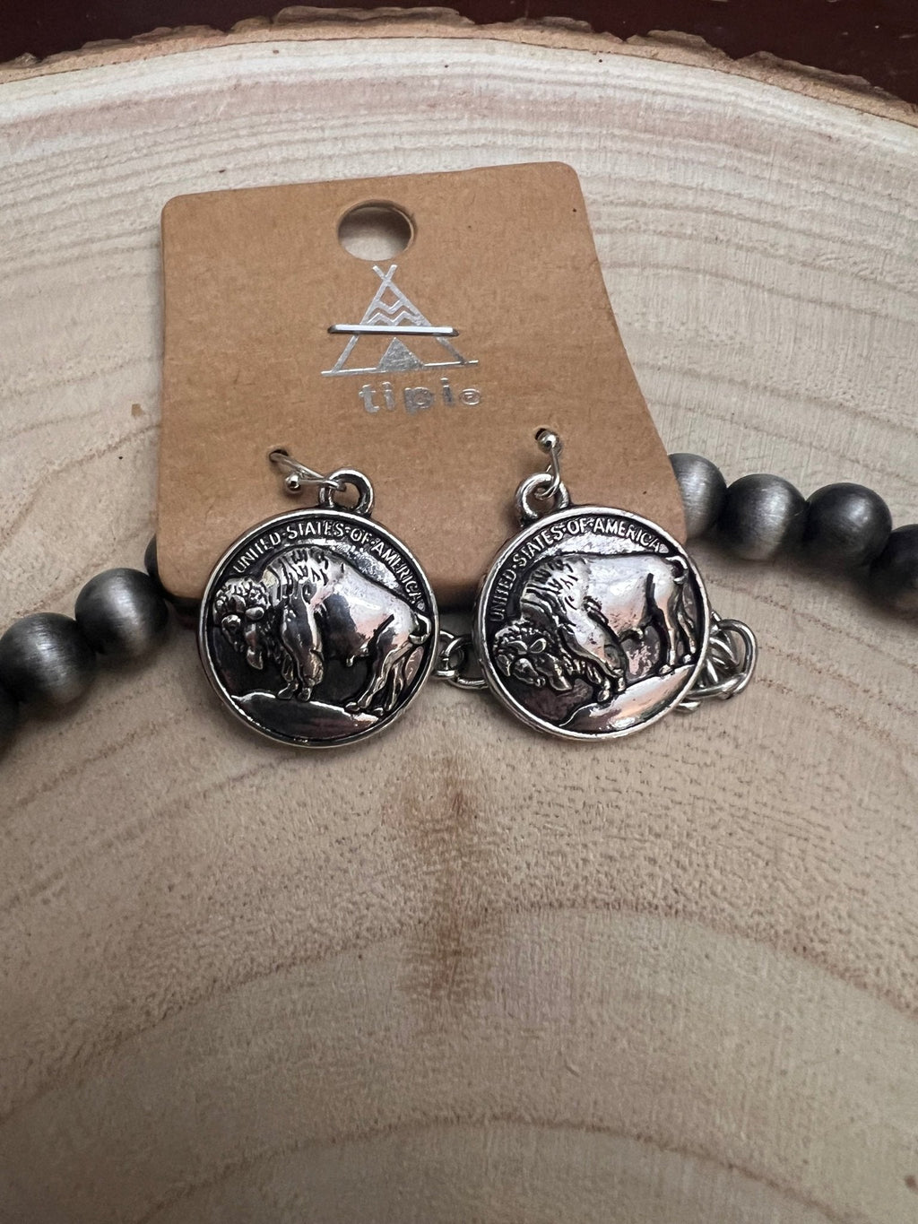 Faux Buffalo Coin Squash Blossom & Earring Set - Rooted & Reckless Co.