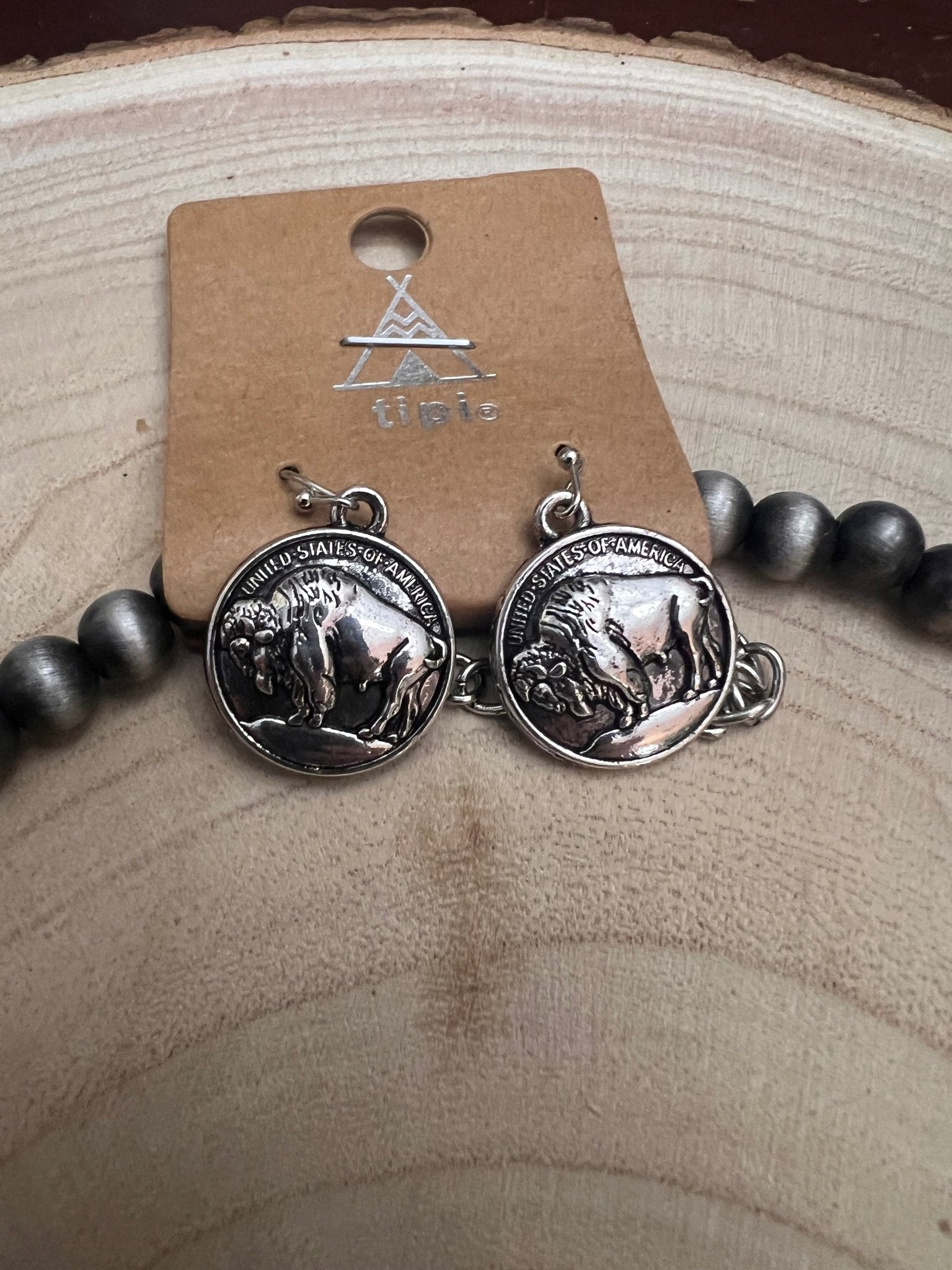 Faux Buffalo Coin Squash Blossom & Earring Set - Rooted & Reckless Co.