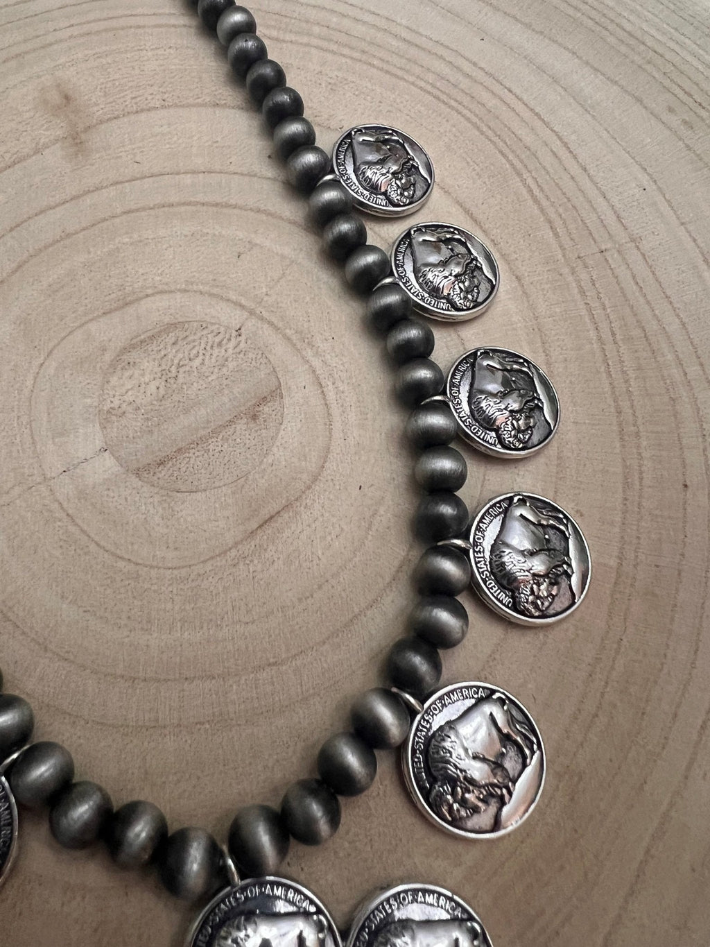 Faux Buffalo Coin Squash Blossom & Earring Set - Rooted & Reckless Co.