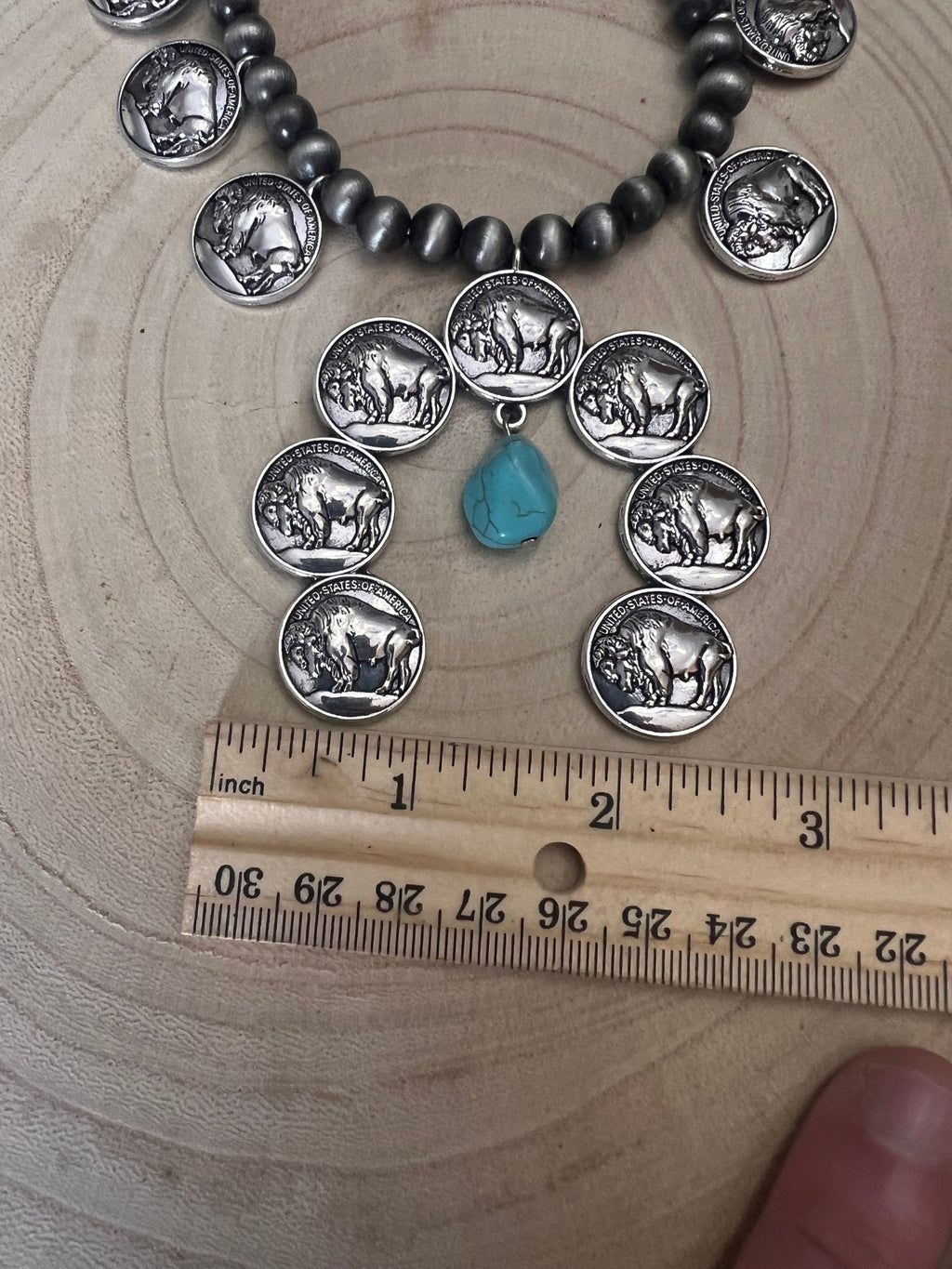 Faux Buffalo Coin Squash Blossom & Earring Set - Rooted & Reckless Co.