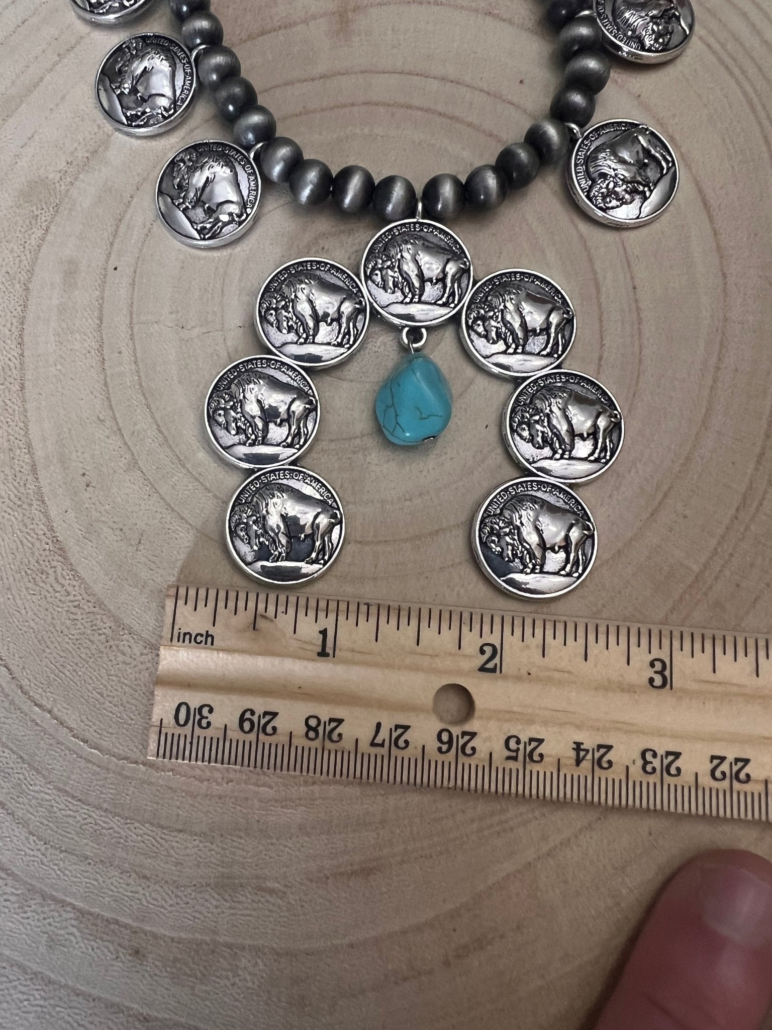 Faux Buffalo Coin Squash Blossom & Earring Set - Rooted & Reckless Co.