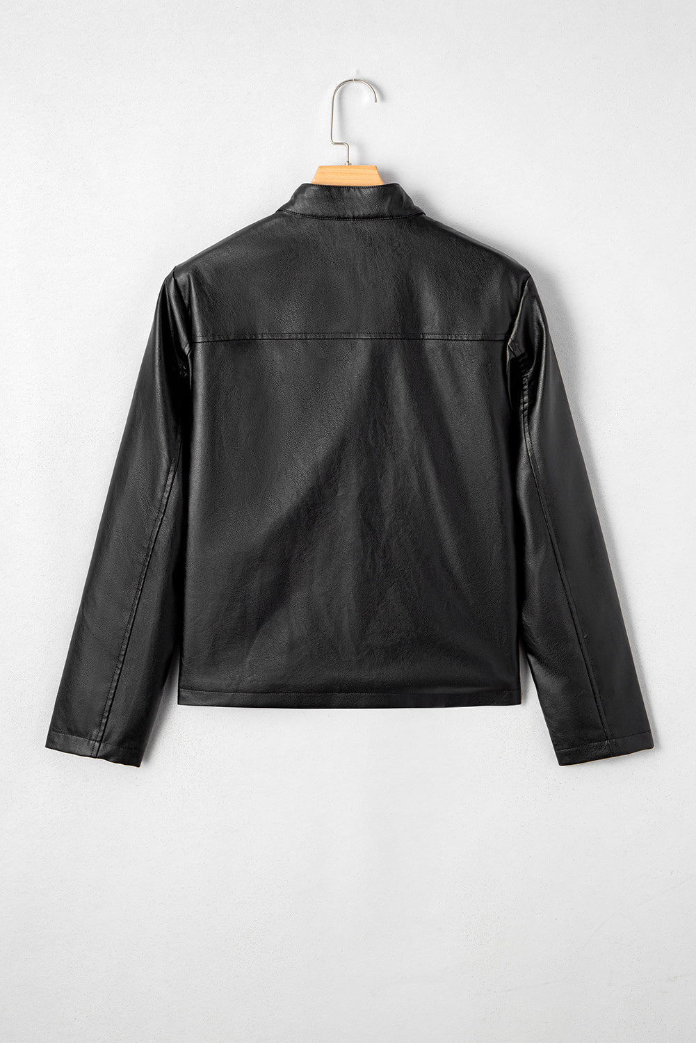 Faux Leather Button-Front Boxy Jacket - Rooted & Reckless Co.
