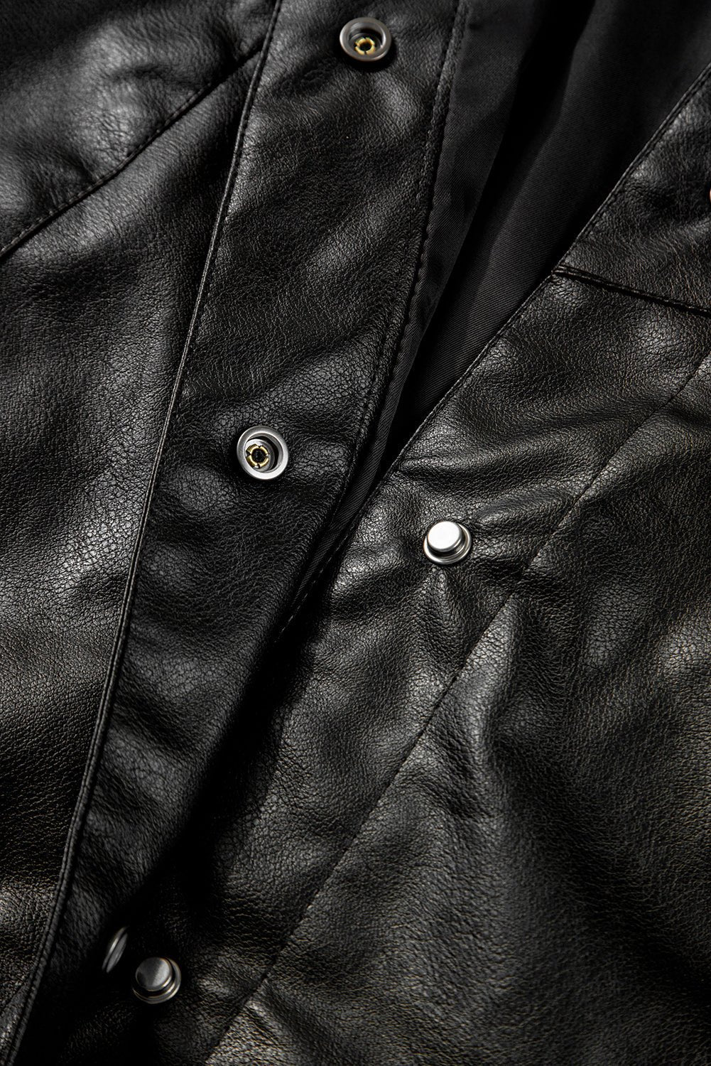 Faux Leather Button-Front Boxy Jacket - Rooted & Reckless Co.
