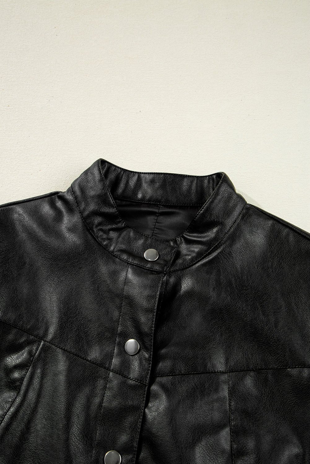 Faux Leather Button-Front Boxy Jacket - Rooted & Reckless Co.