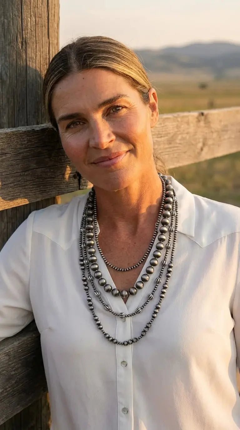 Faux Sterling Pearl Layered Necklace Set — 4-Piece Burnished Silver Western Layering Set (16" / 18" / 20" / 22") - Rooted & Reckless Co.