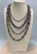 Faux Sterling Pearl Layered Necklace Set — 4-Piece Burnished Silver Western Layering Set (16" / 18" / 20" / 22") - Rooted & Reckless Co.