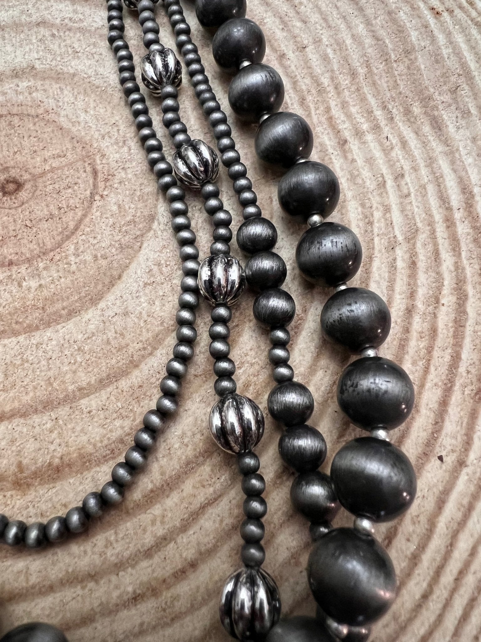 Faux Sterling Pearl Layered Necklace Set — 4-Piece Burnished Silver Western Layering Set (16" / 18" / 20" / 22") - Rooted & Reckless Co.