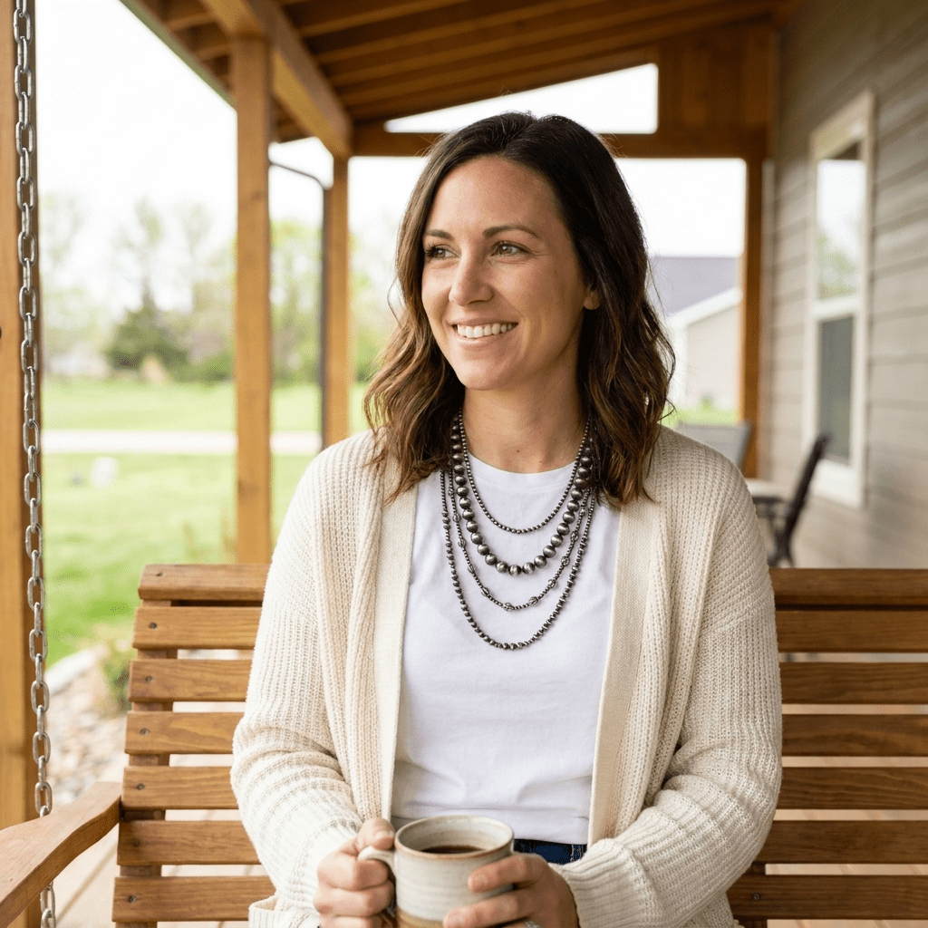 Faux Sterling Pearl Layered Necklace Set — 4-Piece Burnished Silver Western Layering Set (16" / 18" / 20" / 22") - Rooted & Reckless Co.