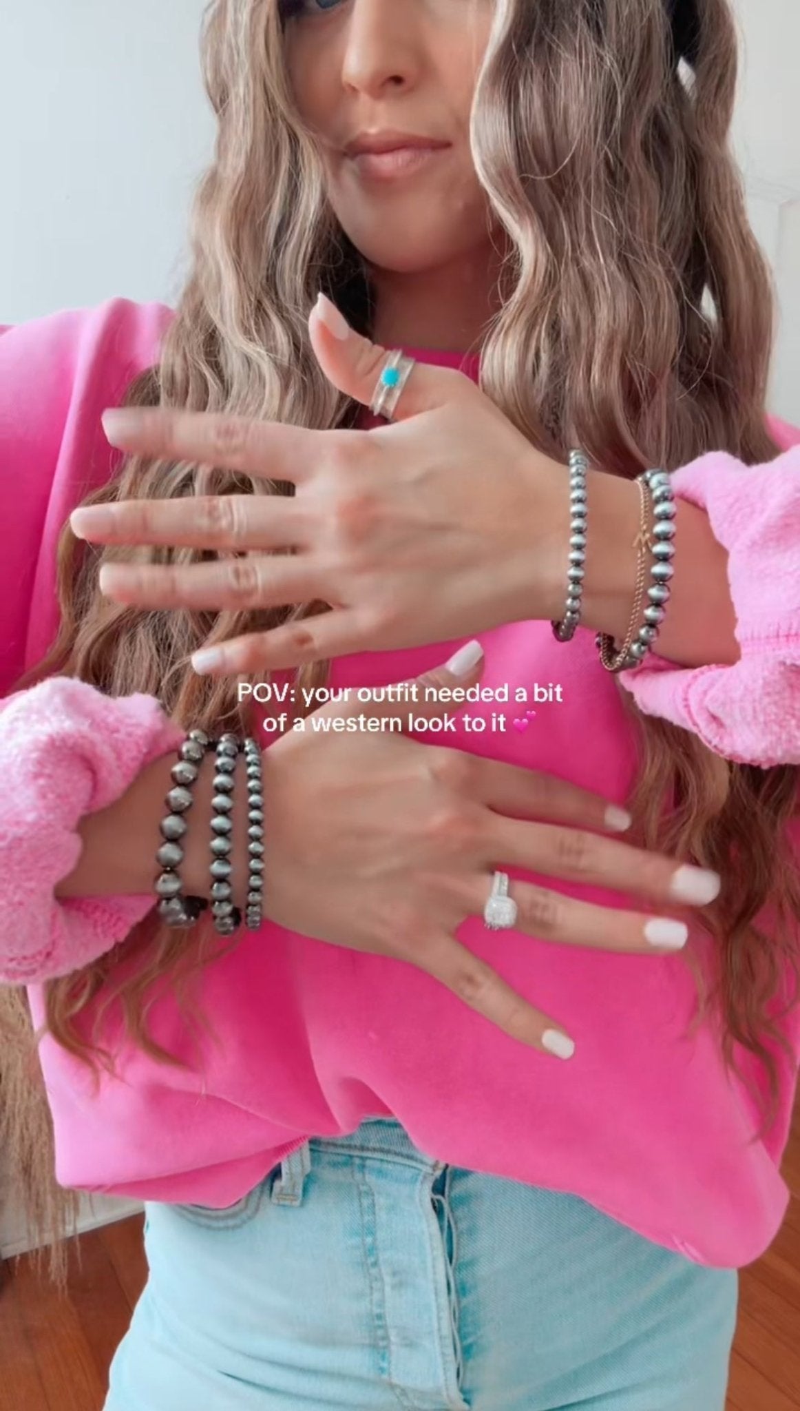 Faux Sterling Pearl Western Stretch Bracelet Set — 5-Piece Silver Stack - Rooted & Reckless Co.