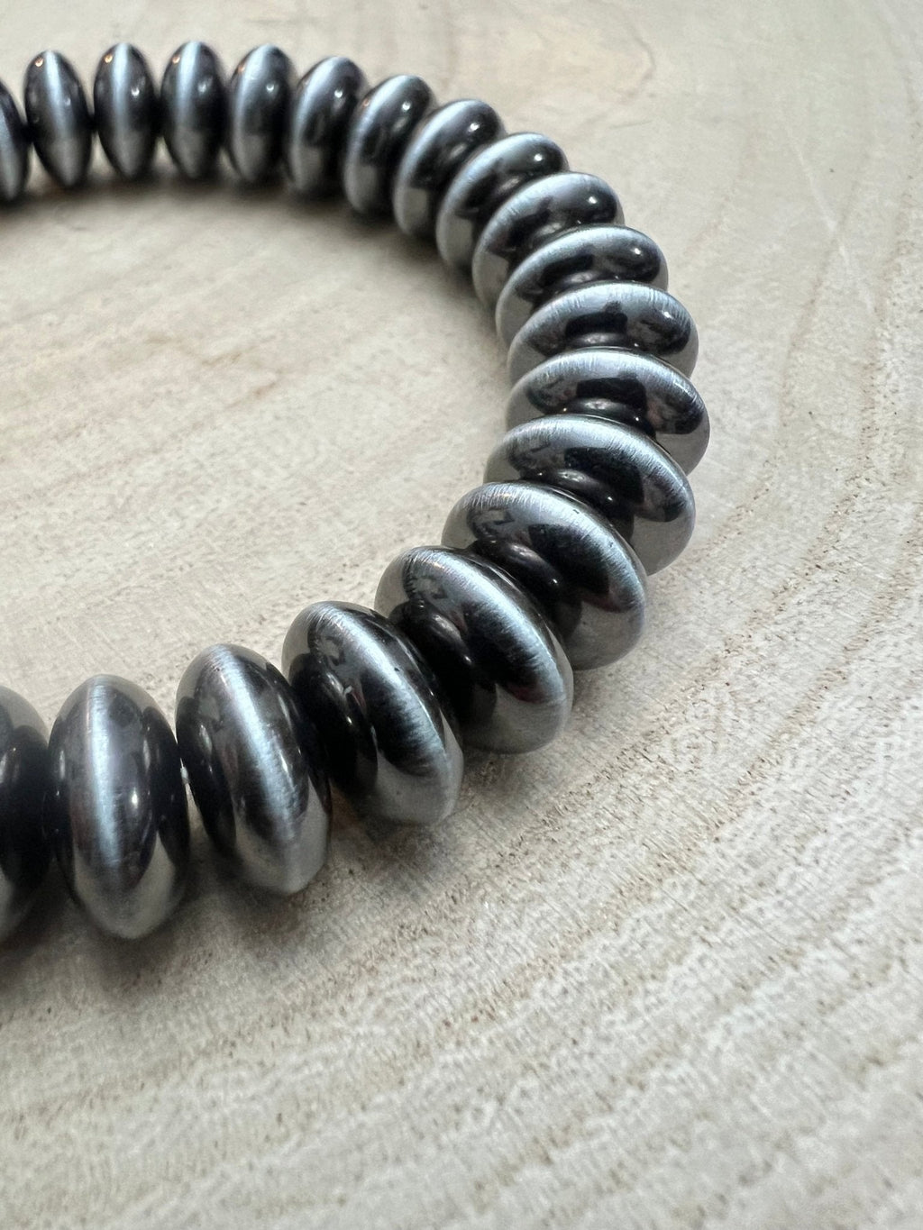 Faux Sterling Saucer Stretch Bracelet — 10mm Western Beaded Bracelet - Rooted & Reckless Co.