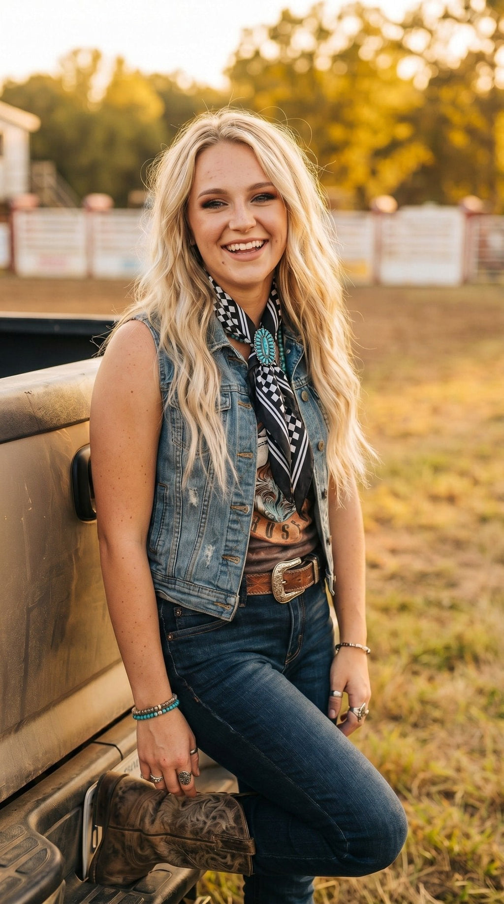 Faux Turquoise Cluster Wild Rag Scarf Slide — High-Polish Lead/Nickel-Free Western Accessory - Rooted & Reckless Co.