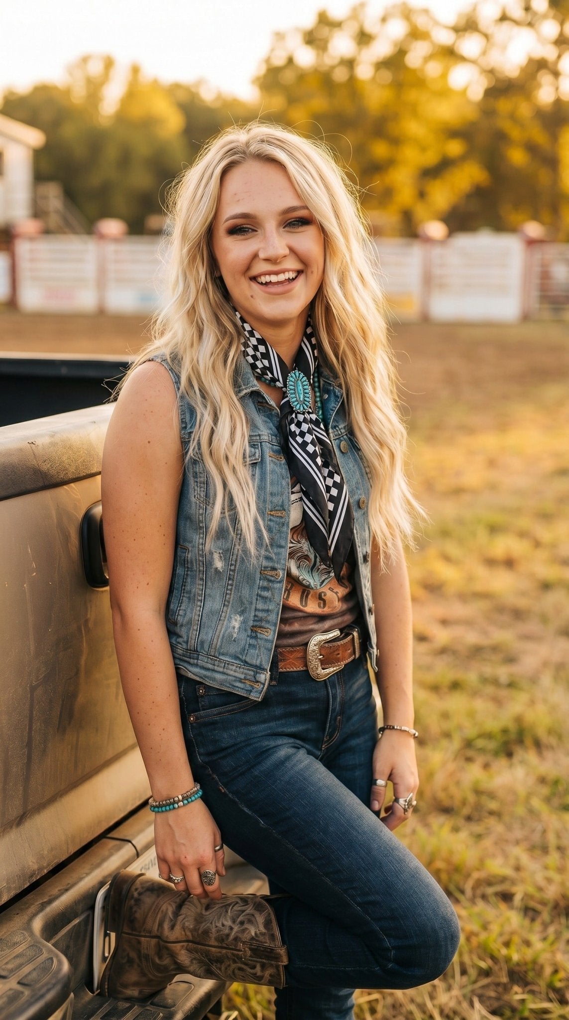Faux Turquoise Cluster Wild Rag Scarf Slide — High-Polish Lead/Nickel-Free Western Accessory - Rooted & Reckless Co.