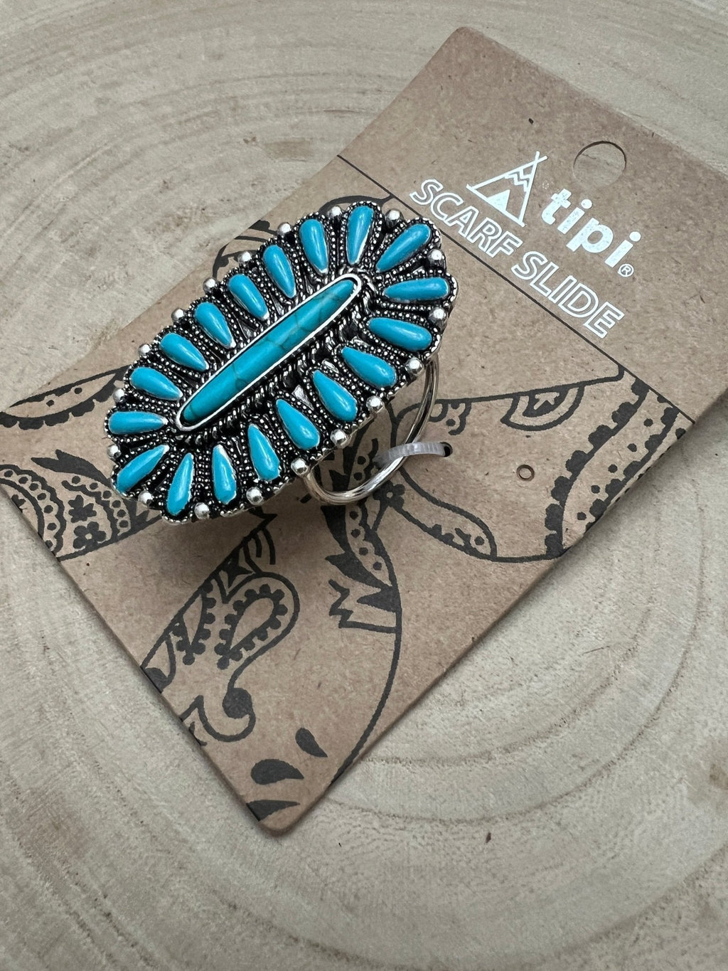 Faux Turquoise Cluster Wild Rag Scarf Slide — High-Polish Lead/Nickel-Free Western Accessory - Rooted & Reckless Co.