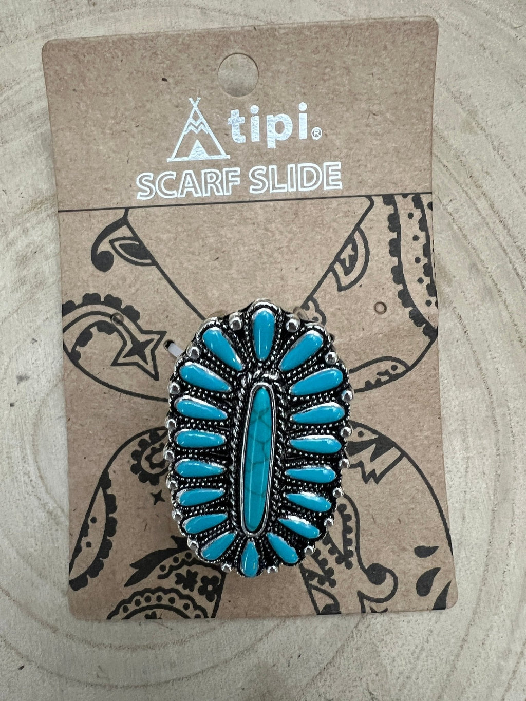 Faux Turquoise Cluster Wild Rag Scarf Slide — High-Polish Lead/Nickel-Free Western Accessory - Rooted & Reckless Co.