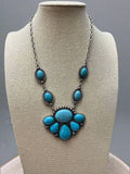 Faux Turquoise Squash Blossom and Earring Set - 18 inch necklace - Rooted & Reckless Co.