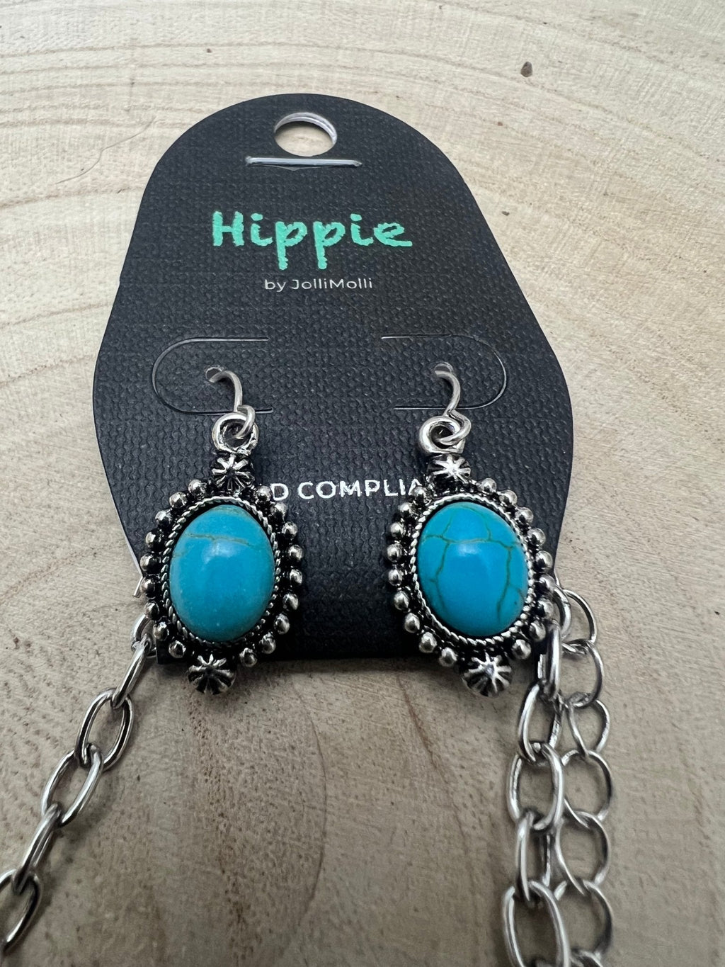 Faux Turquoise Squash Blossom and Earring Set - 18 inch necklace - Rooted & Reckless Co.