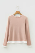 Faux Two-Piece Patchwork Long Sleeve Top - Rooted & Reckless Co.