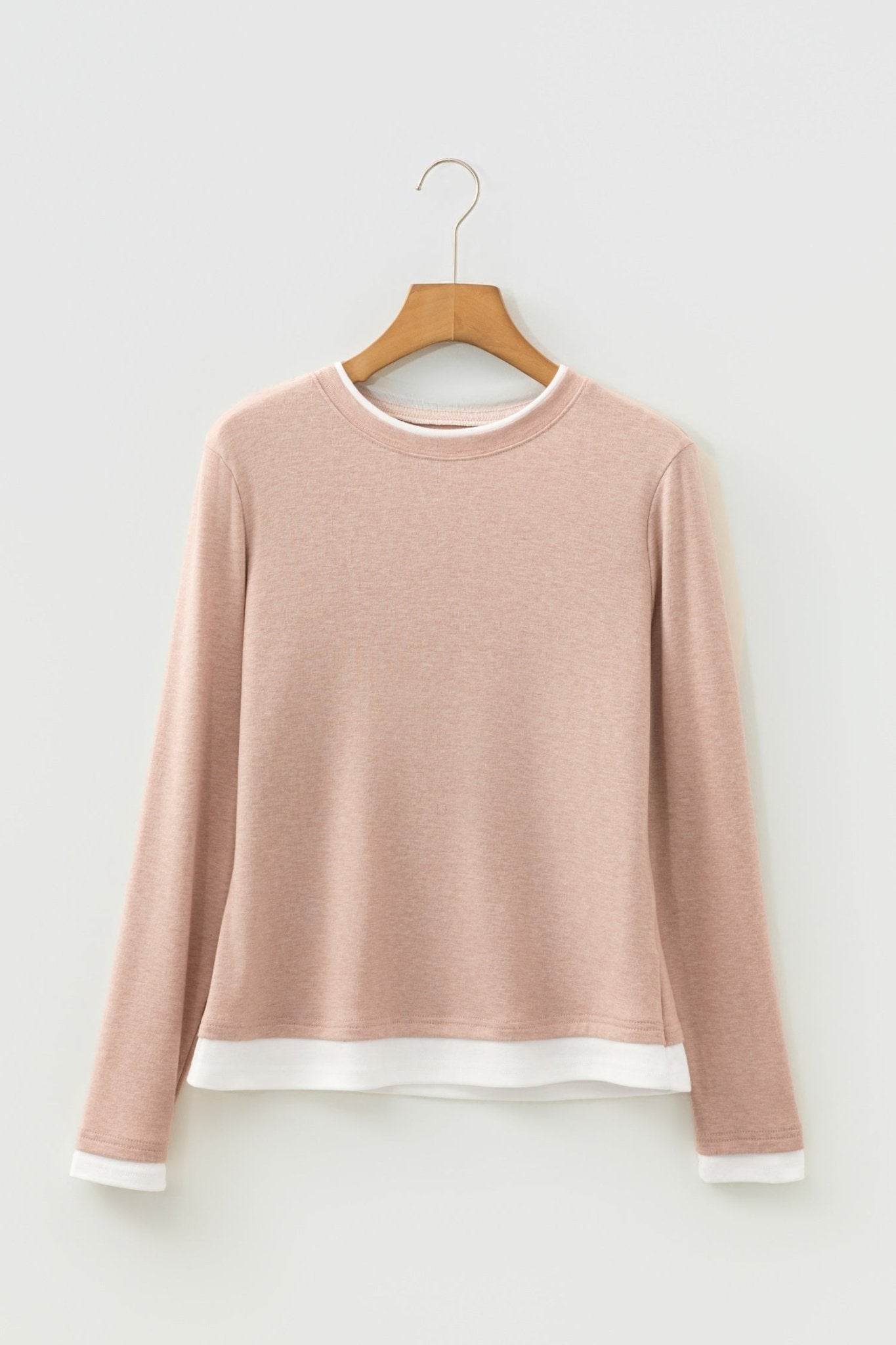 Faux Two-Piece Patchwork Long Sleeve Top - Rooted & Reckless Co.