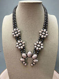 Faux White Buffalo Double Strand Squash Blossom Necklace - 18 inch - Rooted & Reckless Co.