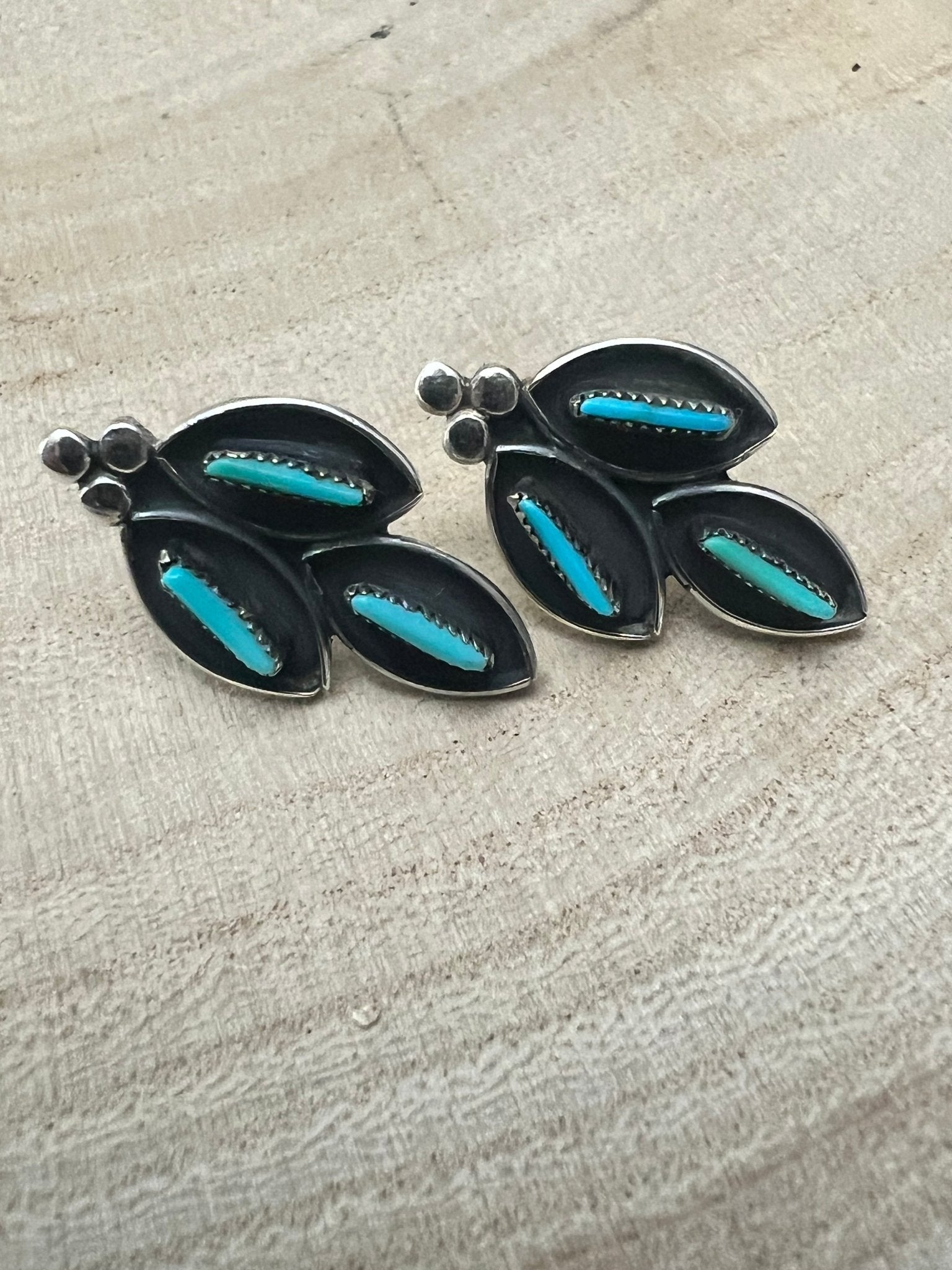 Fernando Othole Zuni Turquoise Sterling Silver Post Earrings - Rooted & Reckless Co.