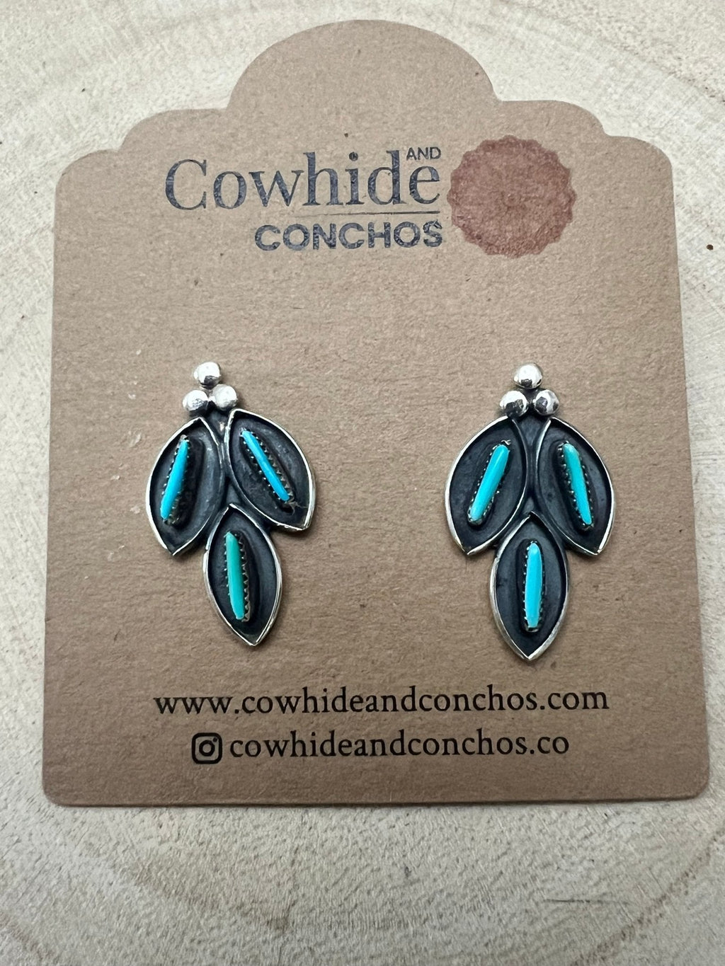 Fernando Othole Zuni Turquoise Sterling Silver Post Earrings - Rooted & Reckless Co.