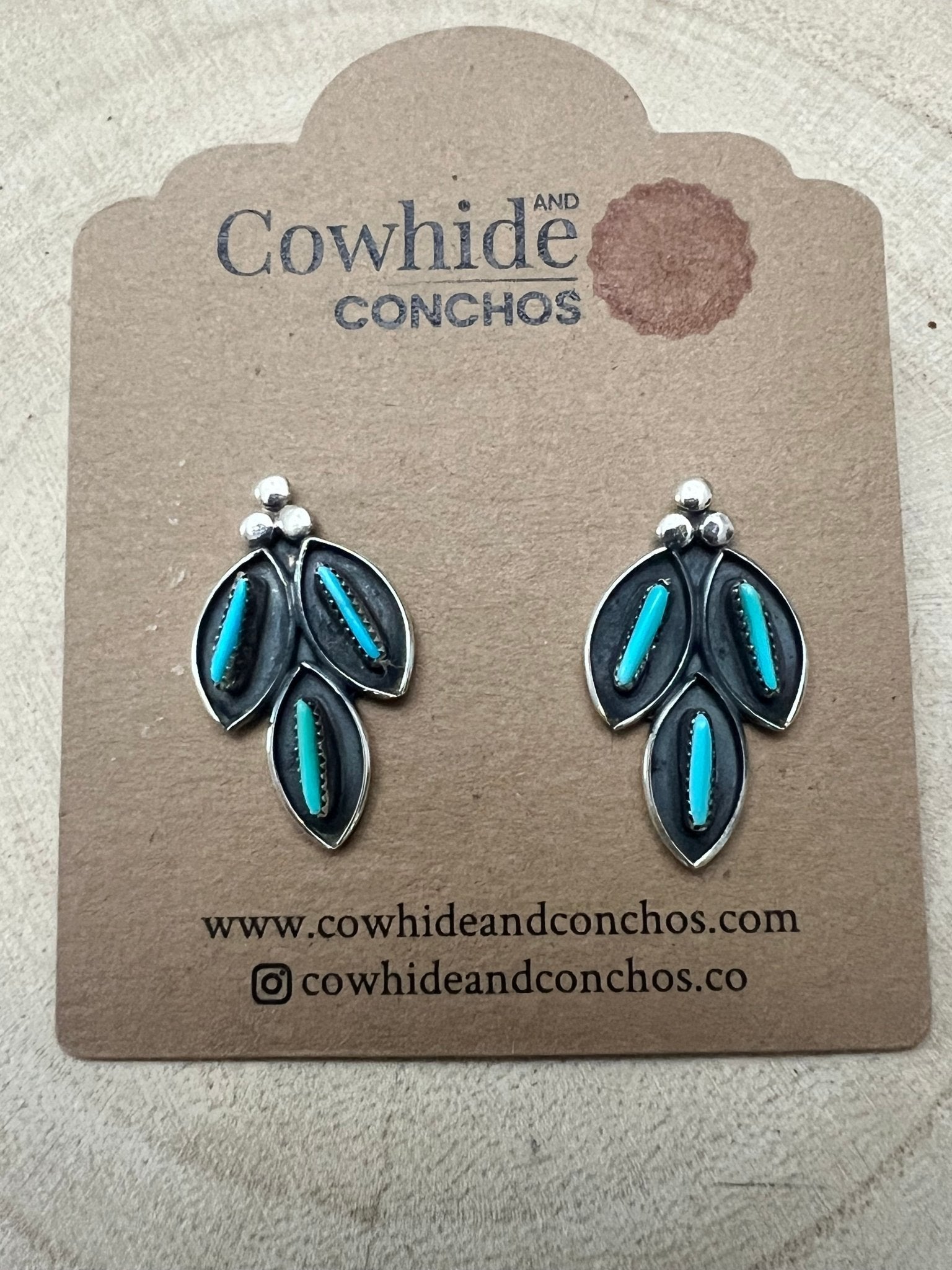 Fernando Othole Zuni Turquoise Sterling Silver Post Earrings - Rooted & Reckless Co.