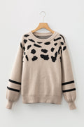 Leopard Stripe Drop Shoulder Sweater