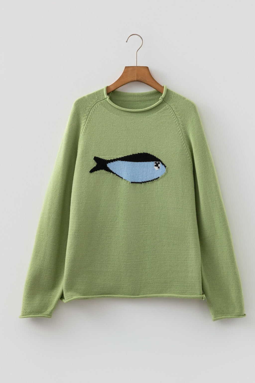 Fish Knit Oversized Round Neck Sweater - Rooted & Reckless Co.