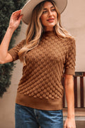 Fish Scale Textured Knit Short Sleeve Sweater - Rooted & Reckless Co.