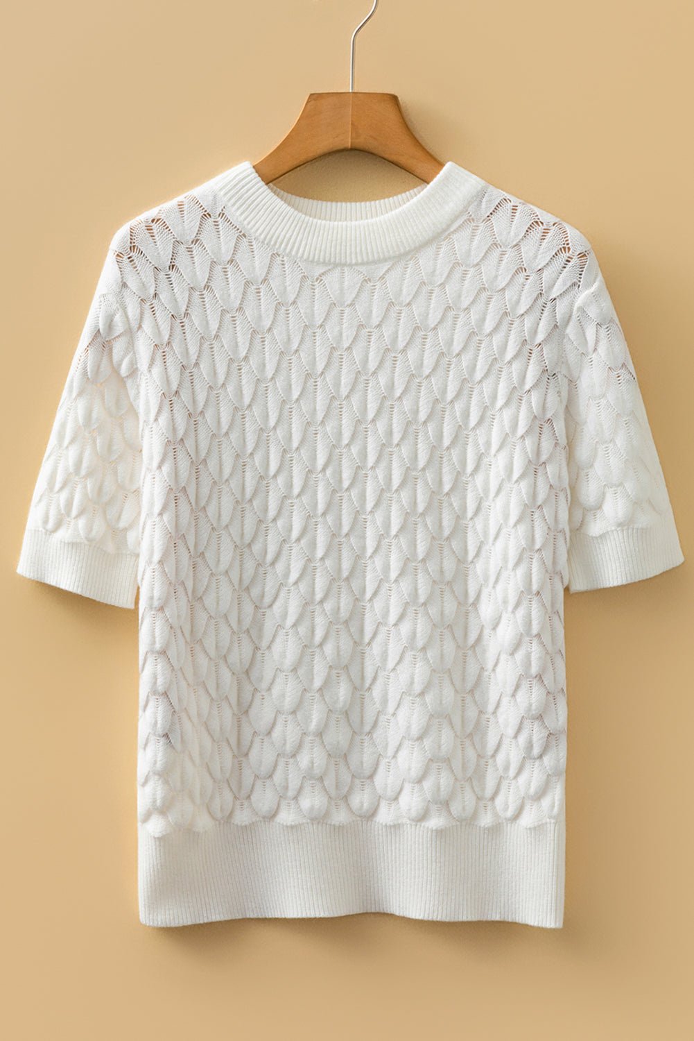 Fish Scale Textured Knit Short Sleeve Sweater - Rooted & Reckless Co.