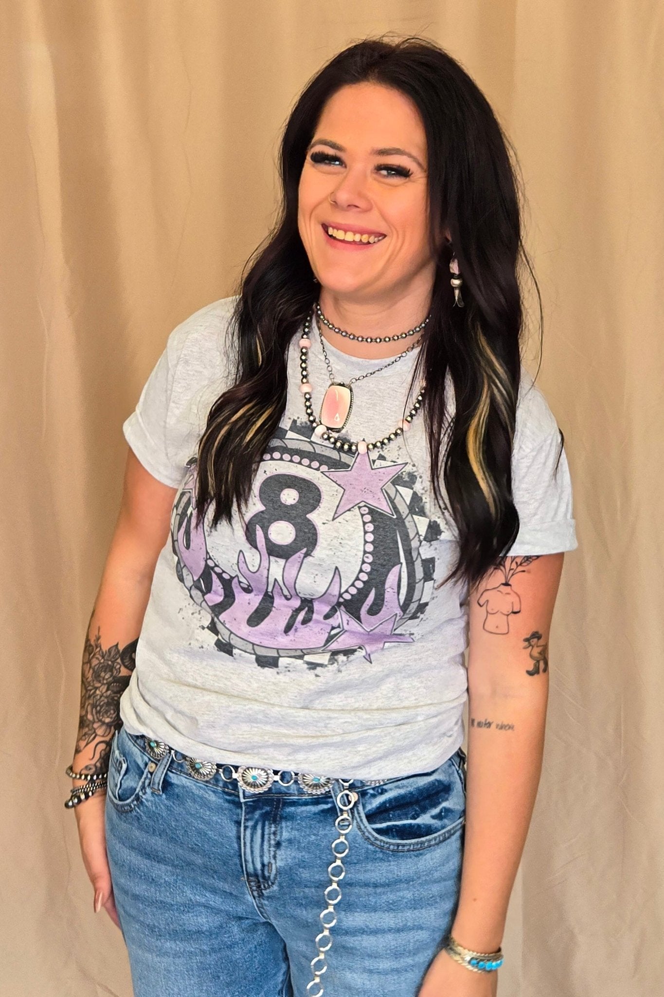 "Flaming 8 Ball" Western Graphic Tee — Jerzees Bold Retro Western Statement - Rooted & Reckless Co.