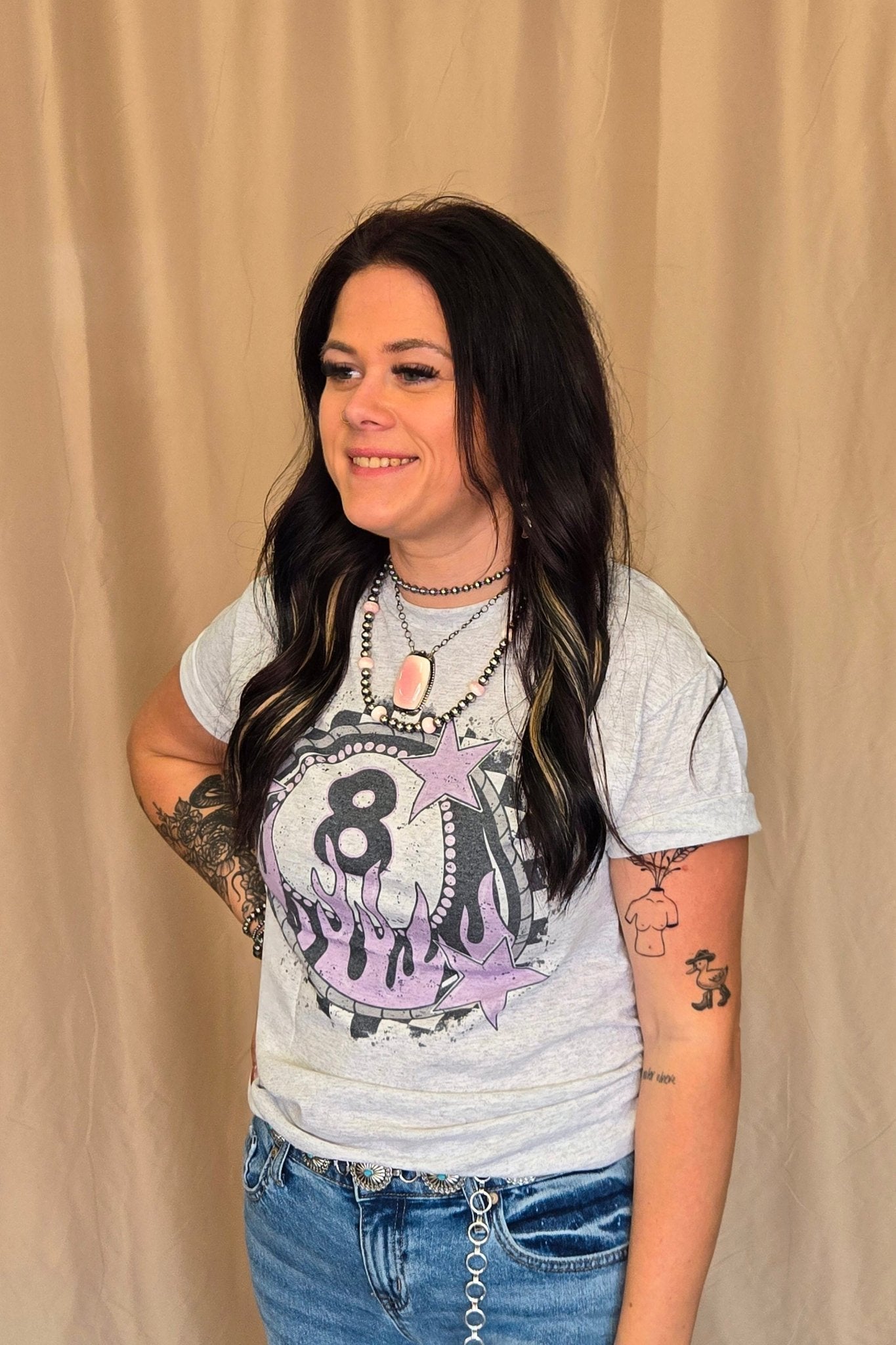 "Flaming 8 Ball" Western Graphic Tee — Jerzees Bold Retro Western Statement - Rooted & Reckless Co.