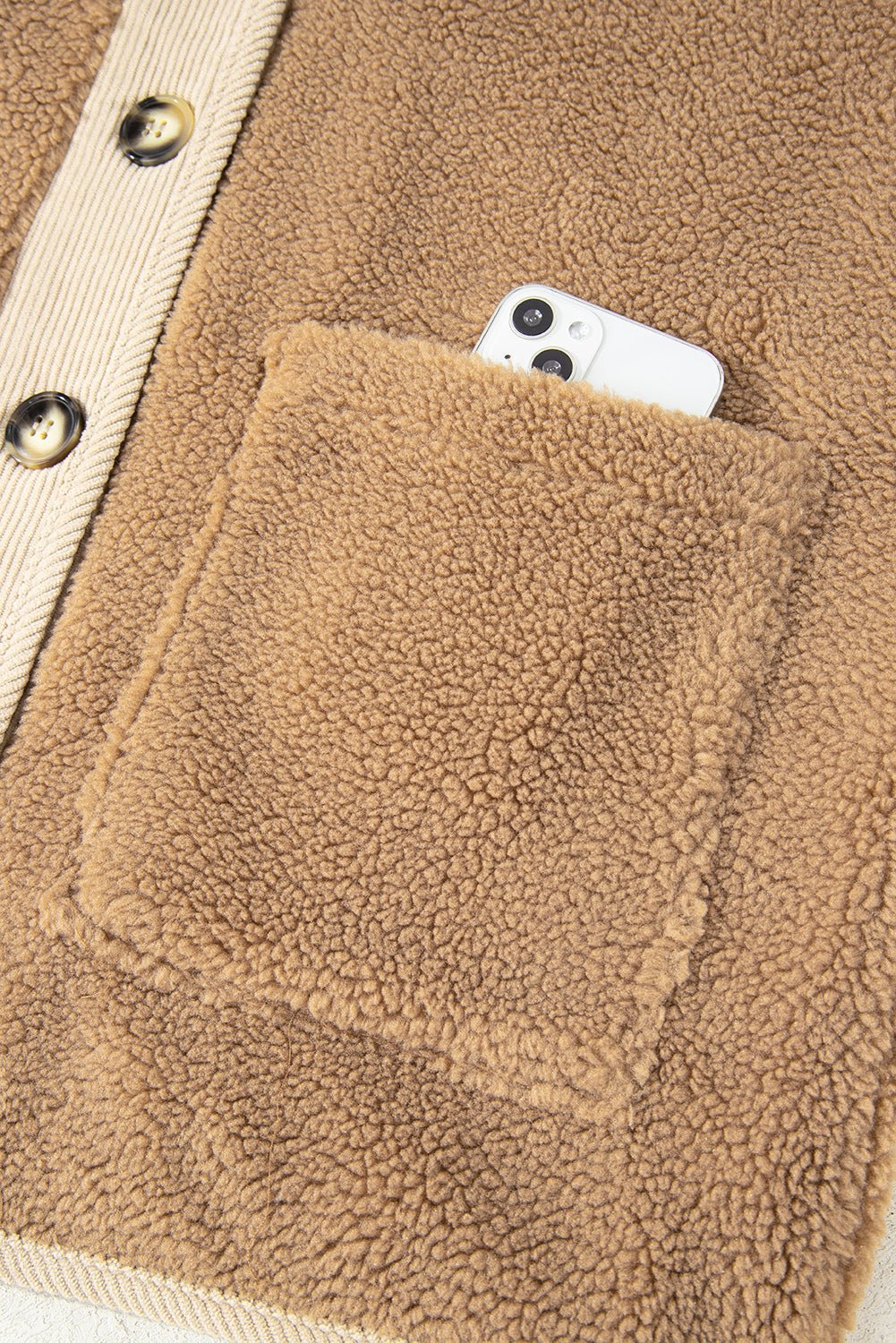 Fleece Corduroy Patchwork Button Up Jacket - Rooted & Reckless Co.
