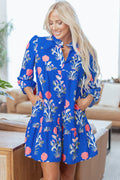 Floral 3/4 Puff Sleeve Ruffle Hem Dress - Rooted & Reckless Co.
