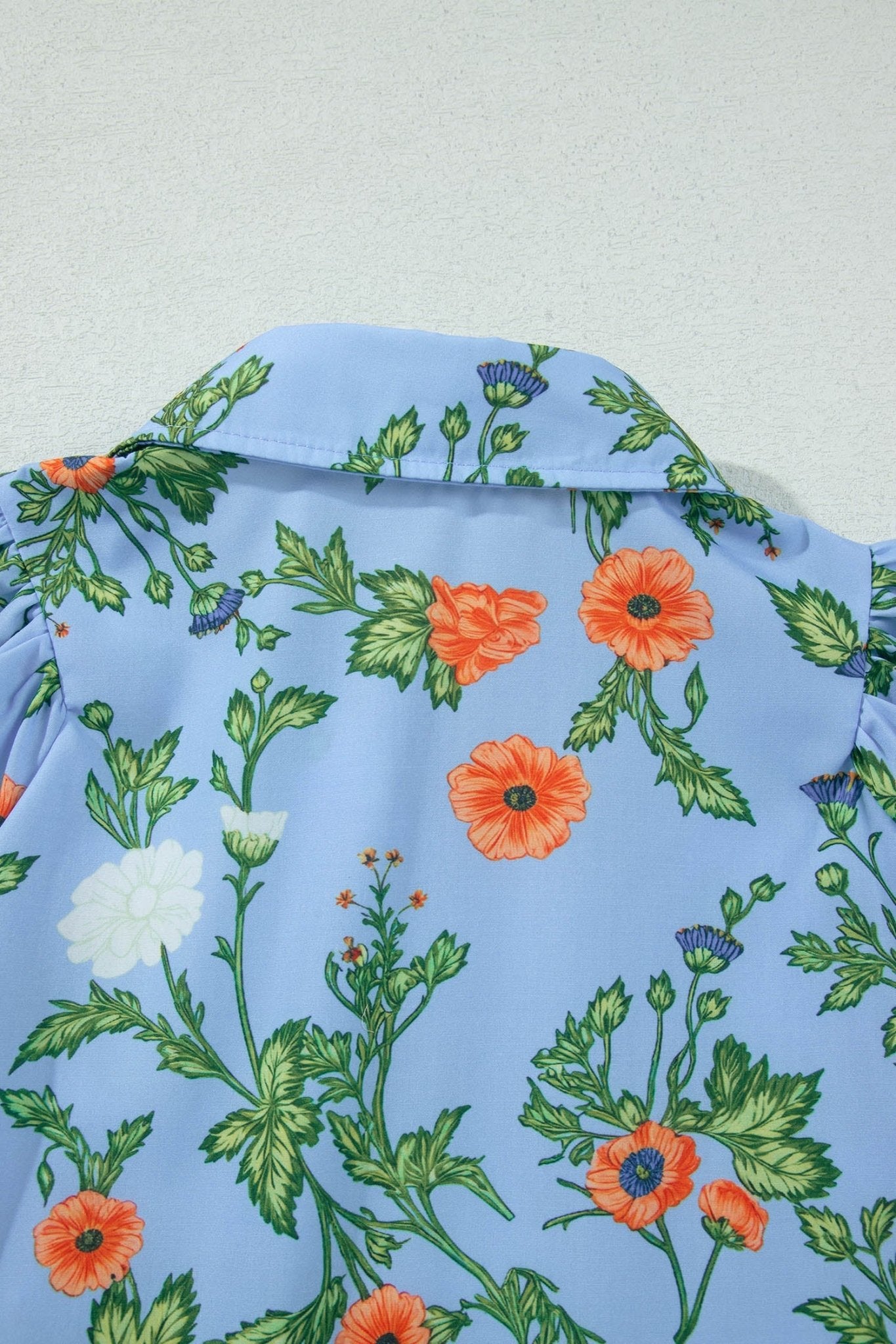 Floral 3/4 Sleeve Button Down Collared Blouse - Rooted & Reckless Co.
