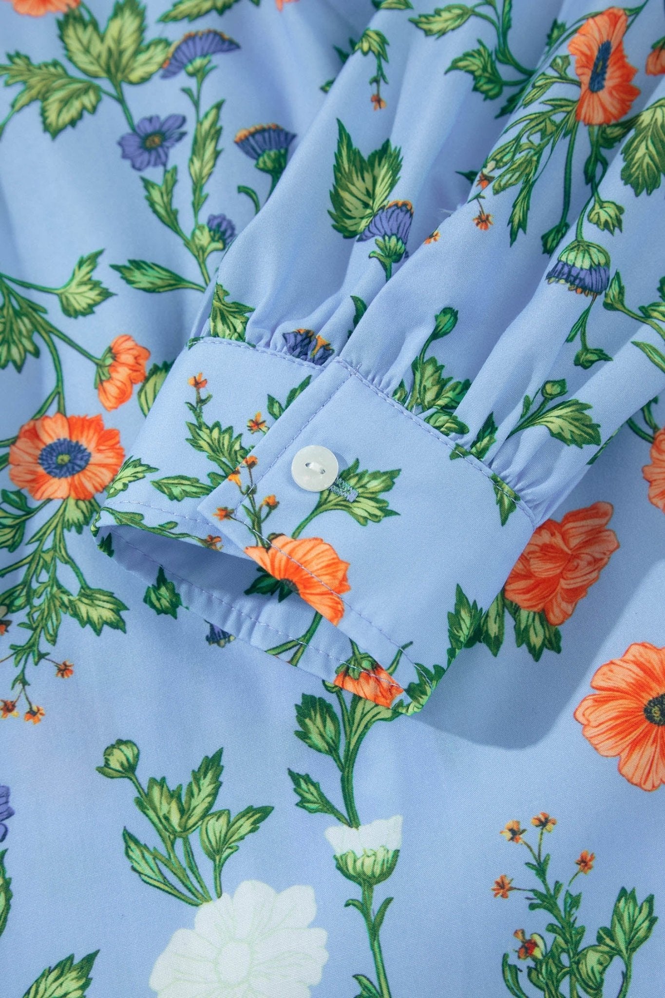 Floral 3/4 Sleeve Button Down Collared Blouse - Rooted & Reckless Co.