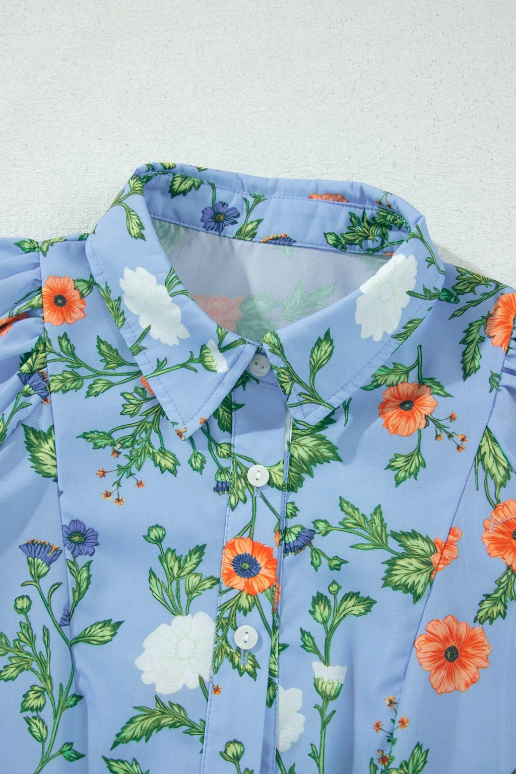 Floral 3/4 Sleeve Button Down Collared Blouse - Rooted & Reckless Co.