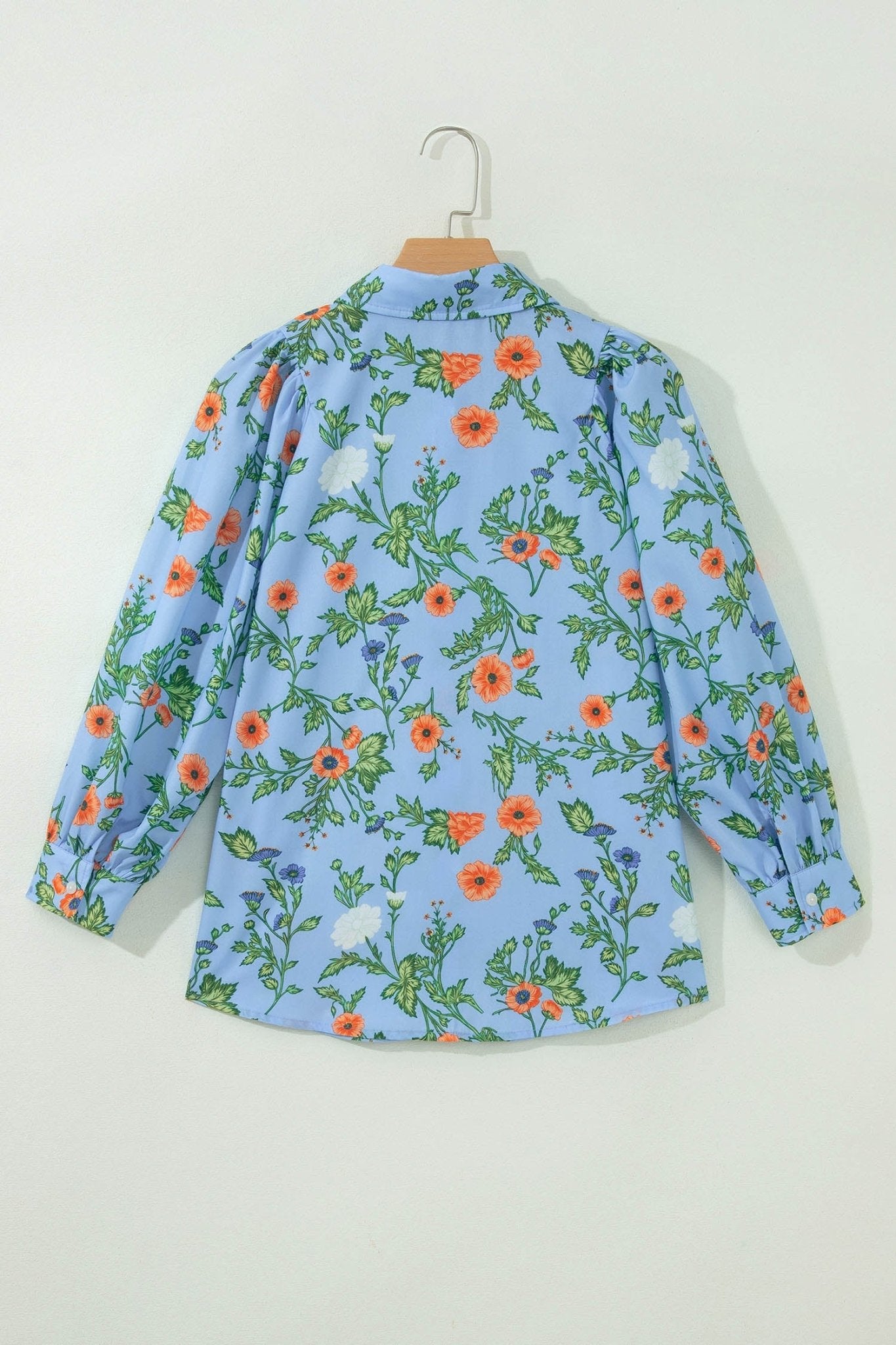 Floral 3/4 Sleeve Button Down Collared Blouse - Rooted & Reckless Co.