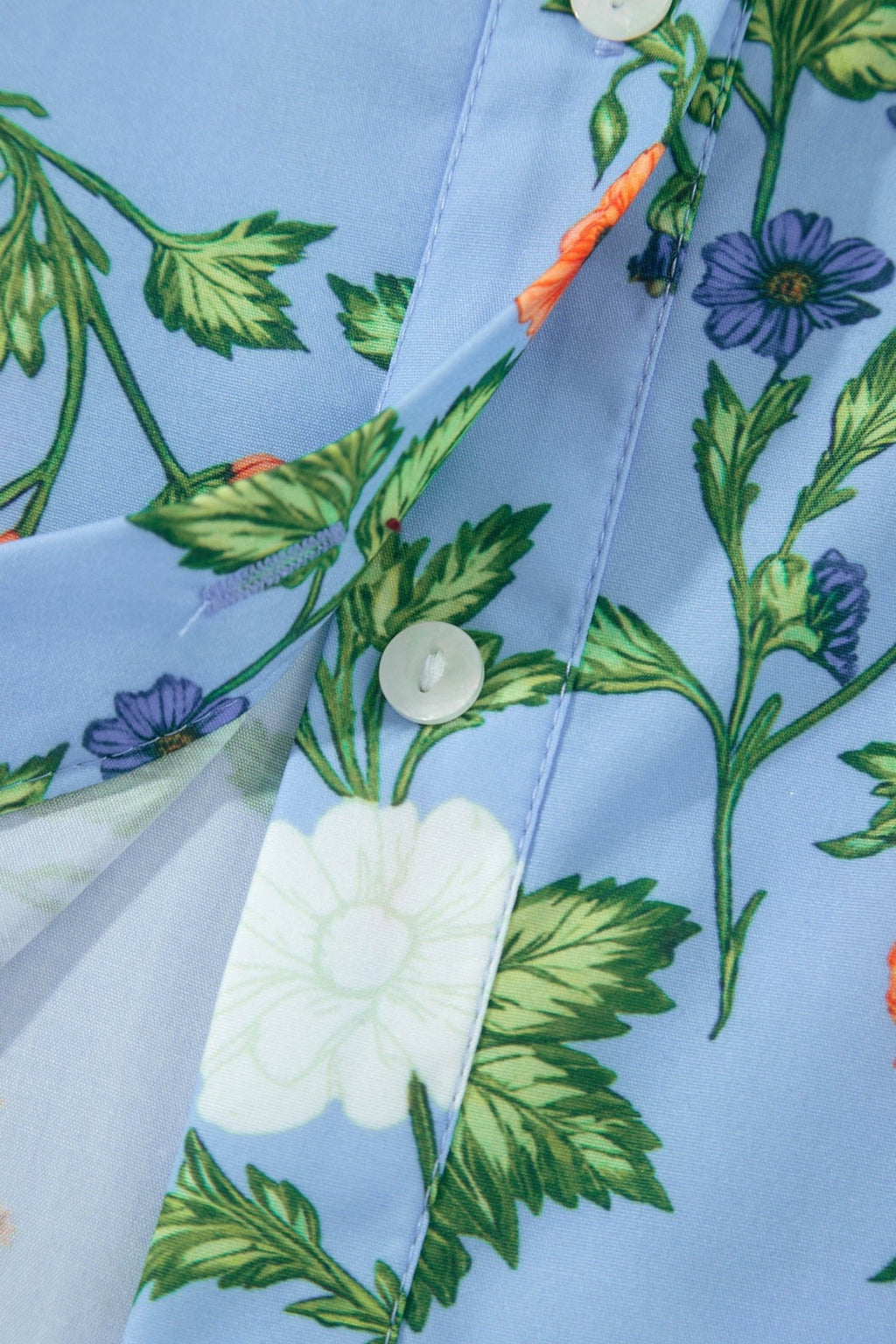 Floral 3/4 Sleeve Button Down Collared Blouse - Rooted & Reckless Co.