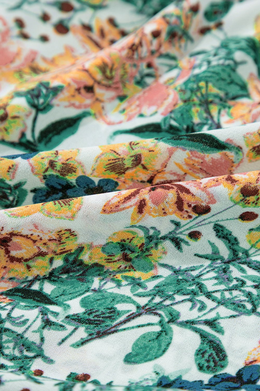 Floral 3/4 Sleeve V-Neck High Waist Ruffle Dress - Rooted & Reckless Co.