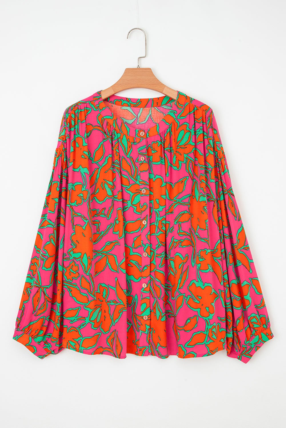 Floral Batwing Sleeve Button-Up Shirt - Rooted & Reckless Co.
