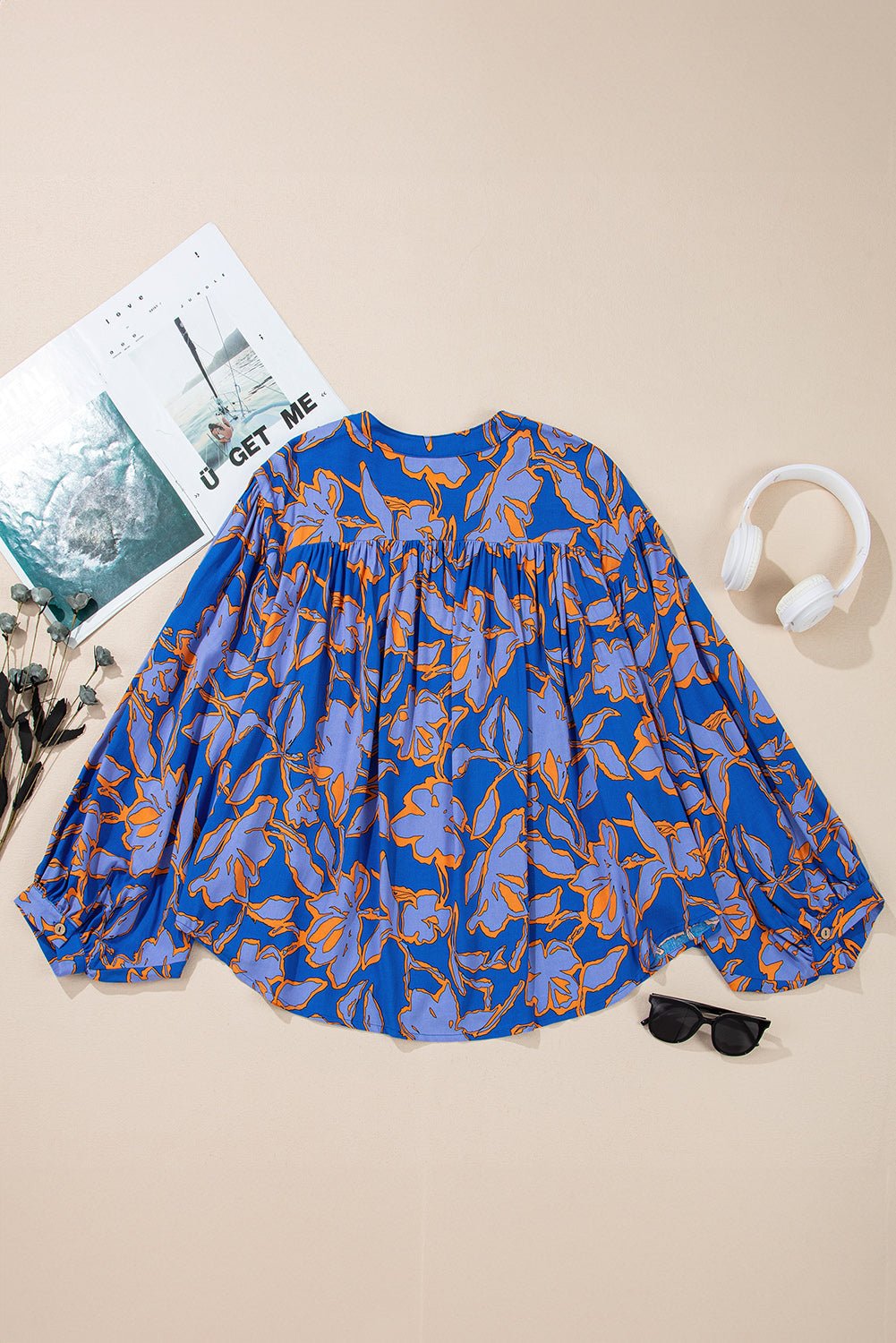 Floral Batwing Sleeve Button-Up Shirt - Rooted & Reckless Co.