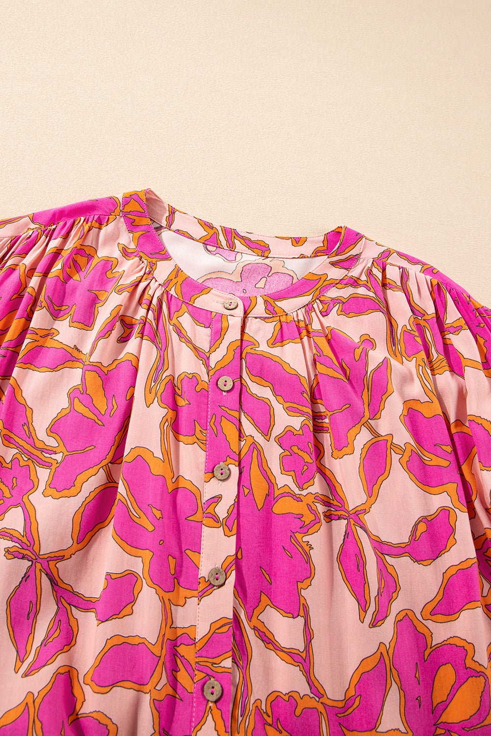 Floral Batwing Sleeve Button-Up Shirt - Rooted & Reckless Co.